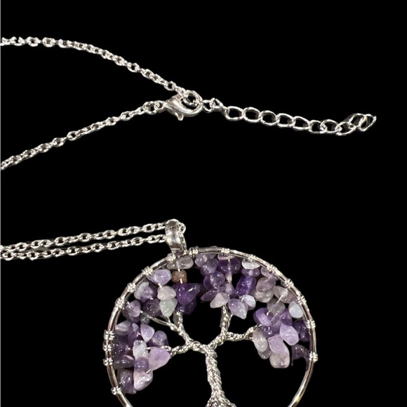 Natural Stone Super 7 Healer Crystal Large Tree of Life Pendant Necklace - Picture 4 of 4